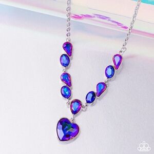 Elegant Blue and Purple Heart Necklace